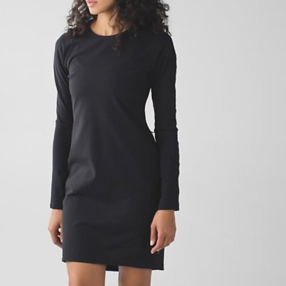 Lululemon  &go Where-To Black Long Sleeve Dress Sz 2